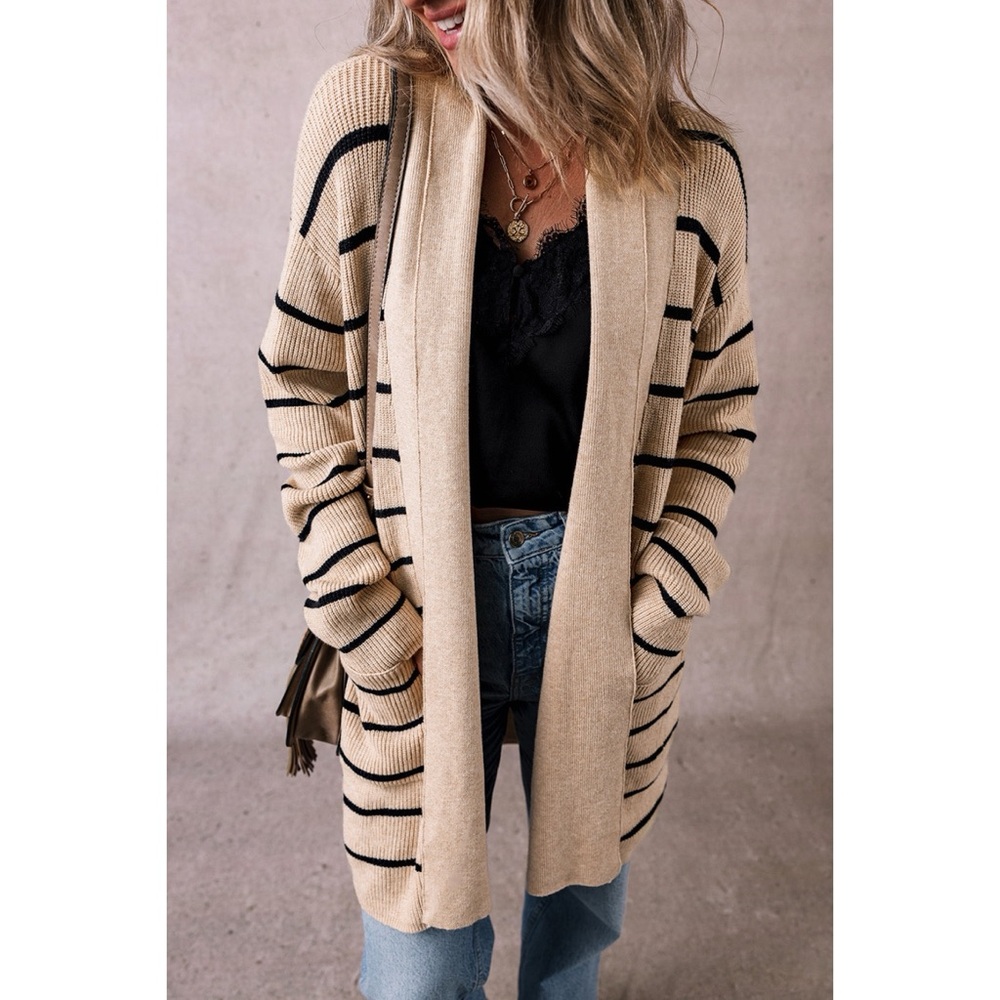 Black Stripe Shawl Cardi